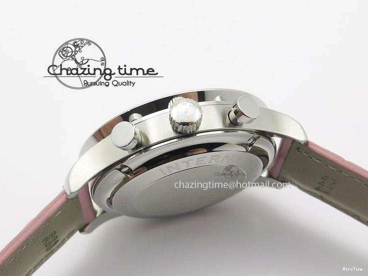 MIROTIME 0311 Portuguese 40mm Chrono SS Pink MOP Dial on Pink Leather Strap A Reliable 7391